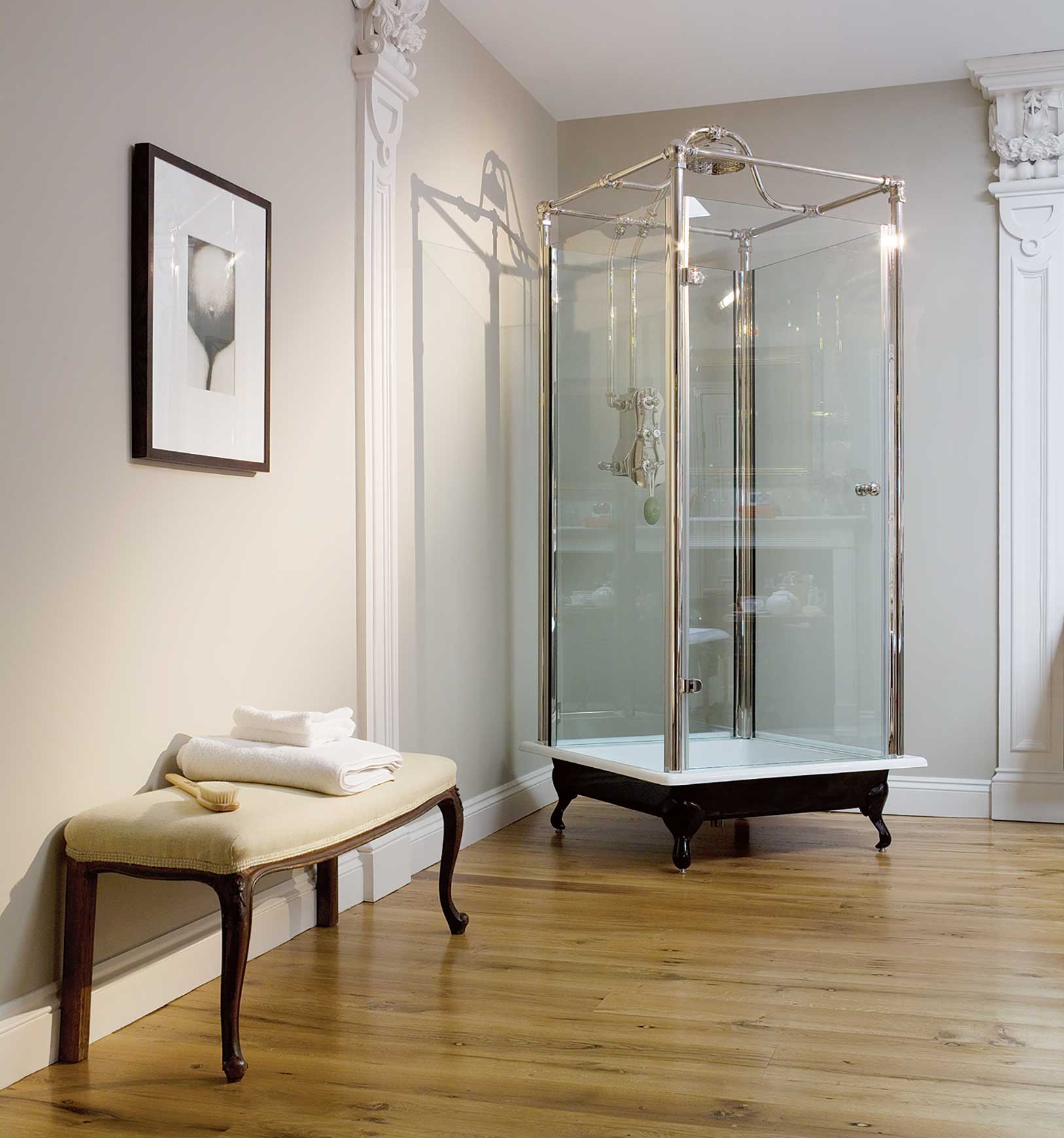 The Grand Floor Standing Shower Pipe - Drummonds Bathrooms
