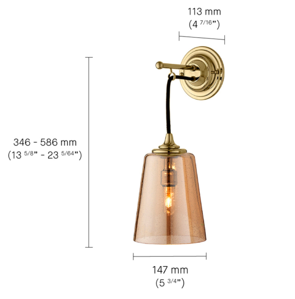 Dalby Bathroom Light With Antique Conical Shade