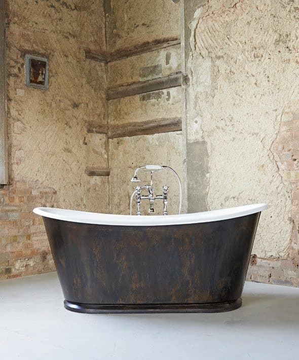 The Burnished Copper Usk cast iron bateau bath tub
