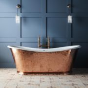 The Hammered Copper Wye cast iron bateau bath tub