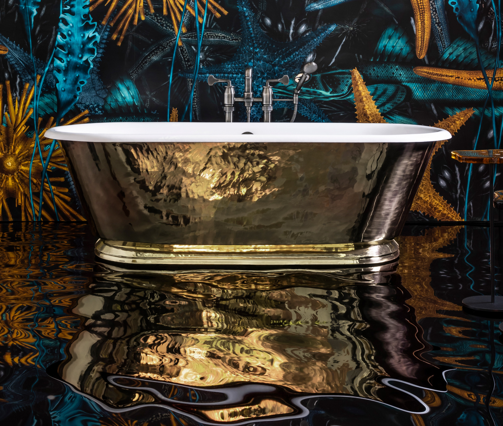 The Hammered Brass Tamar Cast Iron Bath Tub - Drummonds Bathrooms