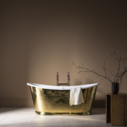 The Hammered Brass Usk Bateau Cast Iron Bath Tub