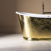 The Hammered Brass Usk Bateau Cast Iron Bath Tub