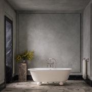 The Newton Cast Iron Bath Tub With Ball Feet has generous rounded proportions and unique ball feet for a timeless contemporary silhouette. Appearing to float ethereally, the design juxtaposes its traditional cast-iron construction.