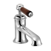 Drummonds Chrome Coll Monoblock lever Tap with Wooden Handle on white background