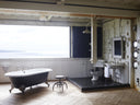 Japanese steel container house, located on Kouri Island, Okinawa, Japan