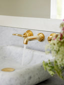The Leawood Lever 3 Hole Wall Basin Mixer Short Spout