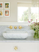 The Leawood Lever 3 Hole Wall Basin Mixer Short Spout