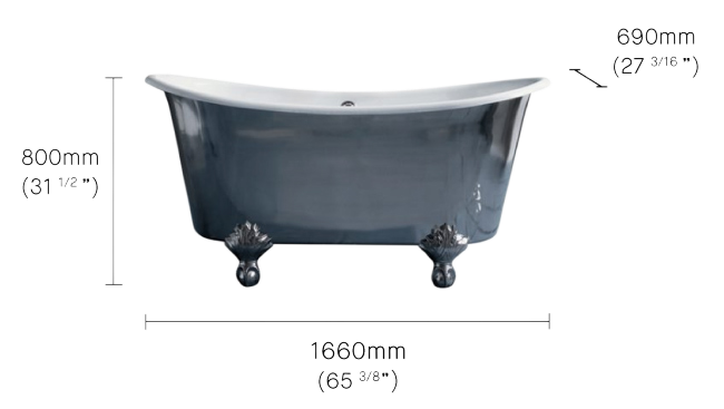 The Torridge Cast Iron Bath With Ball & Claw Feet Dimensions