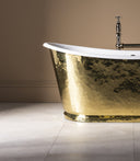 The Hammered Brass Usk Bateau Cast Iron Bath Tub
