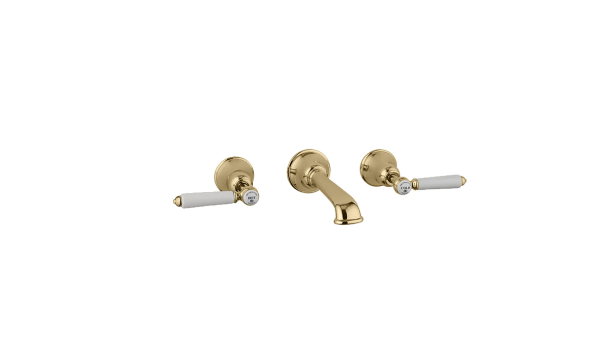 The Coll Lever 3 Hole Wall Basin Mixer Short Spout